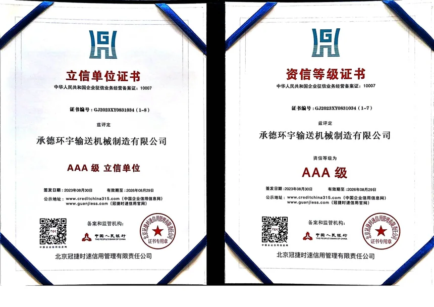 AAA 级立信单位 / 资信等级证书